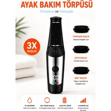Dexmon Ayak Bakım Törpüsü Elektrikli Şarjlı LED Ekranlı 3 Başlıklı Su Geçirmez Acısız Pürüzsüz Topuk Nasır Temizleyici