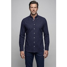 Bisse Lacivert Regular Fit Cepsiz Koyu Bisse Studio Uzun Yaka Gömlek BSGMKTN26333_40