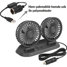 Monte Lua Araç Araba Otomobil Mini 2 Li Vantilatör Fan Pervane Soğutucu, Karavan, Tır, Ofis,