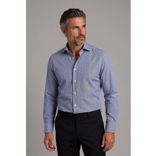 Bisse Lacivert Regular Fit Pamuk Cepsiz Uzun Yaka Gömlek GMCZG252080_C39