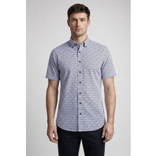 Bisse Lacivert Regular Fit Cepsiz Kisa Paşa Yaka Gömlek BSGMEKS26313_C39