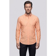 Bisse Regular Fit Cepsiz Orange Uzun Paşa Yaka Gömlek GMOKS261001_D22