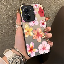 Ucuc Vivo Y02S Uyumlu Sert Akrilik Arka Silikon Kenar Lens Koruma Şık Baskı Kılıf