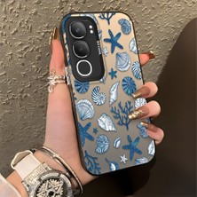 Ucuc Vivo Y19S 4G/Y19S Pro Uyumlu Sert Akrilik Arka Silikon Kenar Lens Koruma Şık Baskı Kılıf