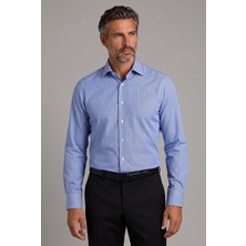Bisse Koyu Mavi Regular Fit Pamuk Cepsiz Klasik Uzun Yaka Gömlek GMCZG252103_36