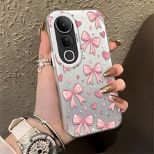 Ucuc Vivo V50 Lite 4g/5g Uyumlu Sert Akrilik Arka Silikon Kenar Lens Koruma Şık Baskı Kılıf