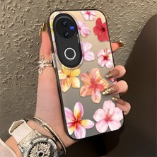 Ucuc Vivo V50 Uyumlu Sert Akrilik Arka Silikon Kenar Lens Koruma Şık Baskı Kılıf