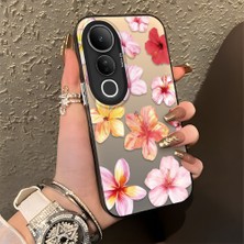 Ucuc Vivo V50 Lite 4g/5g Uyumlu Sert Akrilik Arka Silikon Kenar Lens Koruma Şık Baskı Kılıf