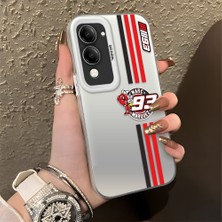 Ucuc Vivo Y04 Uyumlu Sert Akrilik Arka Silikon Kenar Lens Koruma Şık Baskı Kılıf