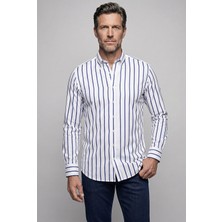 Bisse Lacivert Regular Fit Pamuk Cepsiz Uzun Yaka Gömlek GMCZG261067_39