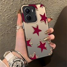 Ucuc Vivo Y16/Y02S/Y56 Uyumlu Sert Akrilik Arka Silikon Kenar Lens Koruma Şık Baskı Kılıf
