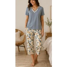 Nena 26516-NENA V Yaka Kısa Kollu % 100 Pamuk Tamara Kapri Pijama Takımı