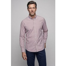Bisse Bordo Regular Fit Pamuk Cepsiz Yaşa Yaka Uzun Gömlek GMCZG261088_C25
