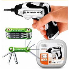 Black&decker 3.6 V Lityum Batarya Şarjlı Tornavida Seti  + Bosch 8 Li Katlanır Allen Seti