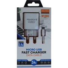 Megatech MT-CM34  3.4A Micro Usb Kablo+ Ev Şarj Adaptörü Hızlı Şarj