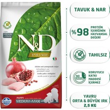N&D Prime Tavuk&Nar Puppy Med&Maxi Tahılsız Köpek Maması - 2.5 Kg