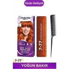 Palette Göz Alıcı Renkler 7-77 Yoğun Bakır Saç Boyası Kalıcı Doğal Renkler 8-77 Tarçın Bakır + Gliss Tarak