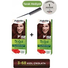 Palette Kalıcı Doğal Renkler 3-68 Kızıl Çikolata x 2 Adet + Gliss Tarak