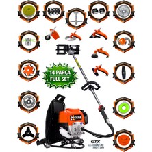 Prowackers German W-9000 Stc Motor 14 Parça Full Set Sırt Tipi Benzinli Çalı Çim Biçme Tırpanı Güçlü Performans