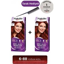 Palette Göz Alıcı Renkler 6-88 Yoğun Kızıl Saç Boyası 2 Adet Oval Tarak Hediyeli