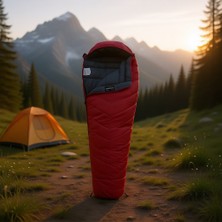 Evolite Dreamer Ultralight -32°C Kırmızı Uyku Tulumu Kış Mevsimi İçin Hafif ve Kompakt