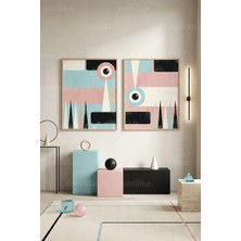 Tontilika Retro Geometrik Şıklık 2'li Ahşap Çerçeveli Tablo Seti