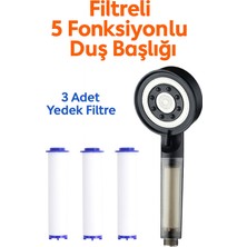 Empressco Kustar Filtreli 5 Fonksiyonlu Duş Başlığı + 3 Yedek Filtre – Su Tasarruflu, Basınçlı, Kireç Önleyici, Spa - Fiyatı, Yorumları