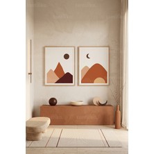Tontilika Modern Minimalist Doğa Temalı 2'li Ahşap Çerçeveli Tablo Seti