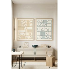 Tontilika Geometrik Şıklık Minimalist 2'li Ahşap Çerçeveli Tablo Seti