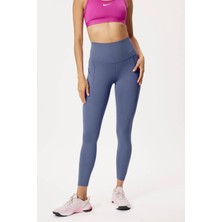 Nike Dri Fit Universa High Rise 7/8 Length Kadın Yüksek Bel Lazer Kesim Toparlayıcı 2 Cepli Tayt Petrol Mavisi