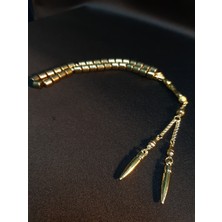 Mryart Doğal Gold Kesme Hematit Taşları ile Tasarlanmış 33 Lük Kaliteli Tesbih