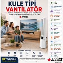 Arçelik  36 W Beyaz Renk Uzaktan Kumanda Özellikli Yüksek Performans Sunan  Kule Tipi Vantilatör