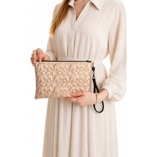 Sannora Bags Yıldız Nakışlı Siyah Portföy Çanta Kadın Clutch Bilek Askılı Astarlı Şık El Çantası