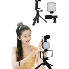 Küçük Hazine Tripod Telefon Tutucu Kumandalı Mikrofon LED Işık Vlog Video Kayıt