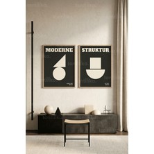 Tontilika Modern Geometrik 2'li Ahşap Çerçeveli Tablo Seti