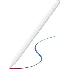 Fuchsia Apple iPad Air 5.nesil 2022 Uyumlu Eğimle Çizim Kalınlığı Değişen Stylus Kalem Beyaz