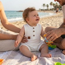 Baby Sena Kız/Erkek Bebek Beyaz Müslin Tulum