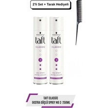 Taft Classic Ekstra Güçlü Sprey 250 ml X2 Adet + Tarak Hediyeli