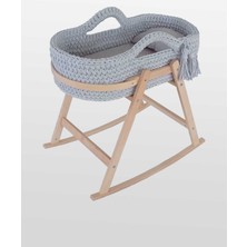 Babycom Gri Çemberli Standlı Portatif Örgü Puset Beşik Ahşap Malzemeden Ergonomik Yapı
