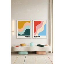 Tontilika Minimalist Geometrik Desenler 2'li Ahşap Çerçeveli Tablo Seti