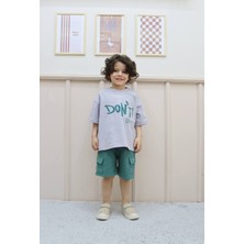 Superbaby Çocuk Yıkamalı Kompakt Pamuklu Tişört ve Kargo Cepli Gabardin Şort Ikili Takım