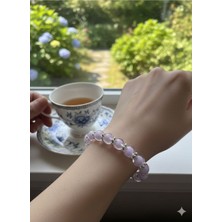 Gümüş Avm Metal Geçişli Pembe Pamuk Içi Taşlı Premium Bileklik