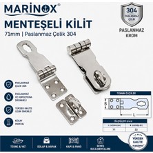 Marinox 71MM 304 Paslanmaz Menteşeli Kilit – Tekne Dolap Kapak Kilidi