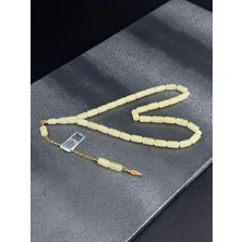 Beyaz Kaliningrad Rus Kaya Orjinal Damla Kehribar Tesbih (Amber),(رمز الحصان) 14K Altın Püskül 1.83 gr