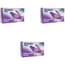 Dolphin Tek Kullanımlık Lila Nitril Eldiven - Muayne Eldiveni Medium Orta Boy - 100'LÜ 3 Paket