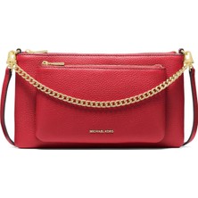 Michael Kors Kadın Marka Logolu Gold Zincir Detaylı Ön Bölmeli Günlük Kullanıma Uygun Şık Görünüşlü Kırmızı Omuz Çantası 32F5GJ6C8L 602