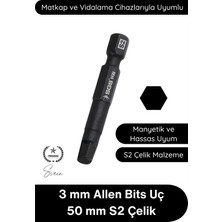 Svein #allen 3 mm Allen Bits Uç 5 cm S2 Çelik Profesyonel Alyan Tornavida Ucu Manyetik Altıgen Vida Sökme Takma Matkap Şarjlı Vidalama Uyumlu Black Pro Series Dayanıklı Hassas Uzun Ömürlü El Aleti Aparatı