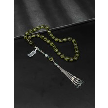 Premium Series 925 Ayar Gümüş Işlemeli Ateş Kehribar Tesbih Ağır 925 Ayar Gümüş Püskül