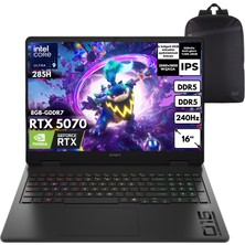 Hp Omen Slim Ultra 9-285H 40-Gbddr5 4 Tbssd RTX5070 (8gb-Gddr7) 16" Wqxga Freedos + Hmf Sırt Çantası CD7J6EAHMF8
