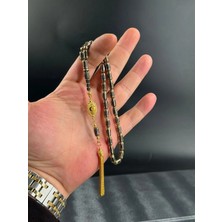 Premium Master 14K Altın Işleme Erzurum Oltu Taşı Tesbih 22K Altın Kaplama Püskül